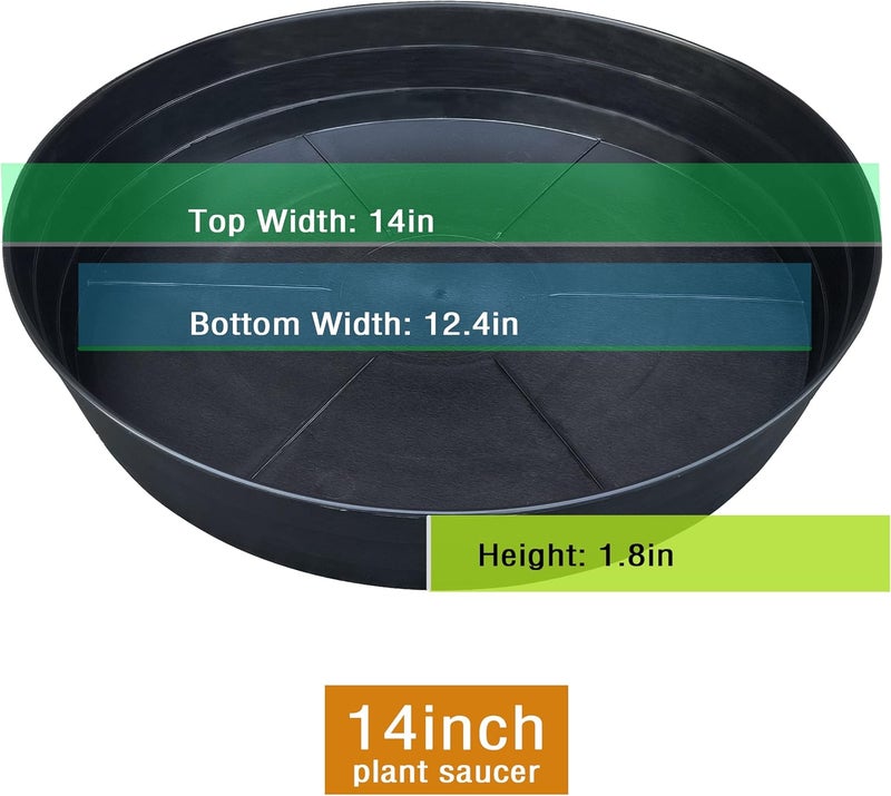 LWALRS Plant Saucer 14 Inch, 4 Pack Extra Large Planter Saucer, Plastic Plant Saucers for Indoors and Outdoors, Deep Plant Pot Saucers, Drainage Tray for 9 10 12 in Planters - Image 2